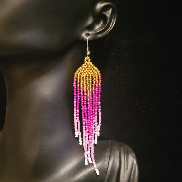 Bohemian Multicolor Beaded Earrings - Picture 4 of 4